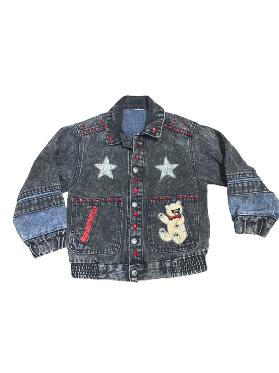 Levi's Other - Levi’s Vintage 90s Kids Jean Jacket Black Acid Wash Size 4T Sparkly Star Patches
